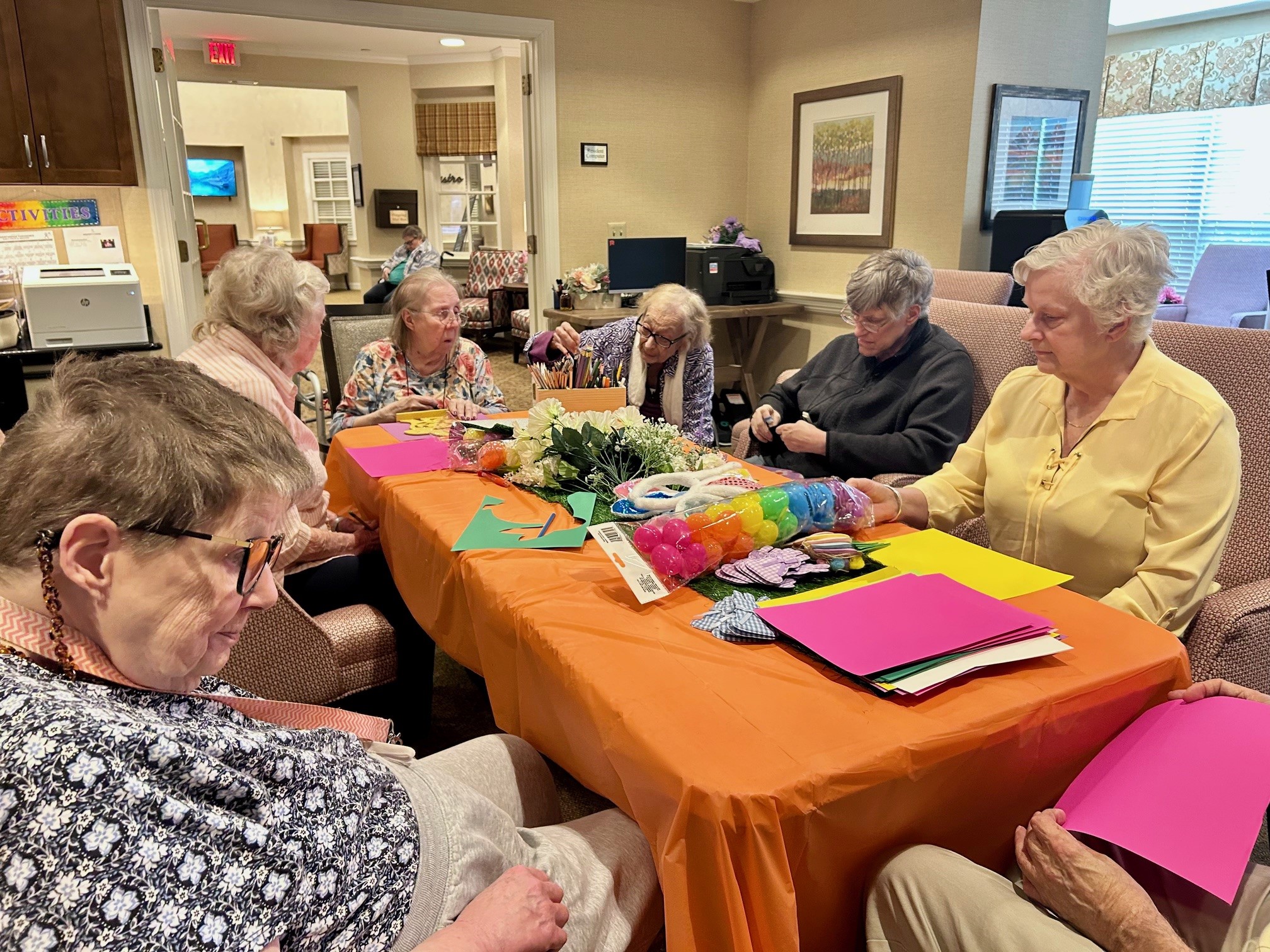 Residents doing crafts activities